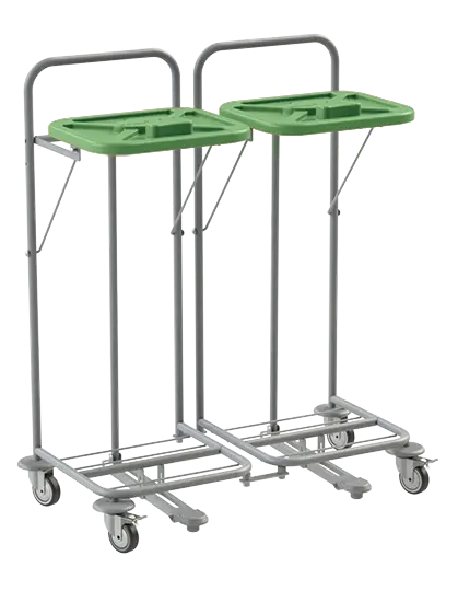 VK 80 - 2N vozík na třídění odpadu a prádla, nožní otevírání plast - VK - zelený